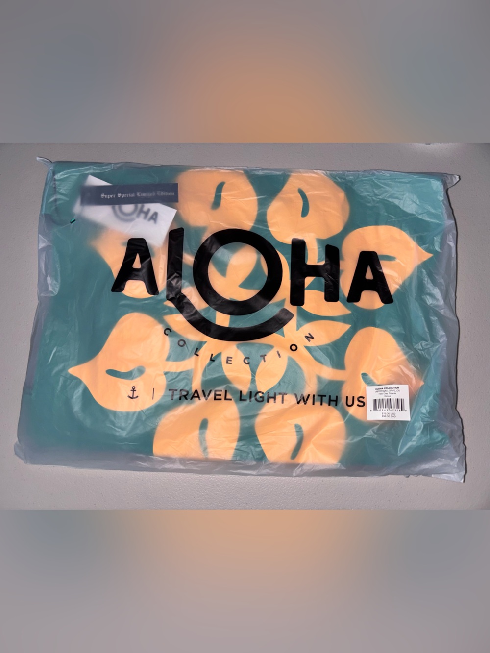 ALOHA Collection Teal Tote with Yellow Floral Print